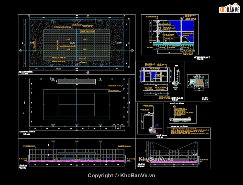 Bản vẽ thiết kế sân tennis,thiết kế sân bóng mini,Bản vẽ thiết kế sân bóng