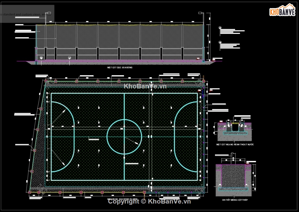 Bản vẽ thiết kế sân tennis,thiết kế sân bóng mini,Bản vẽ thiết kế sân bóng