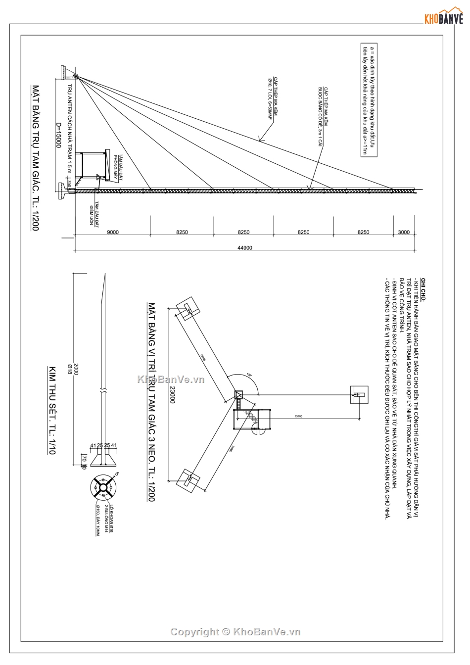 Bản vẽ thiết kế thi công nhà trạm bts và cột anten,nhà trạm bts và cột anten,trạm phát sóng,nhà trạm phát sóng,cột anten phát sóng 45m,thiết kế cột phát sóng