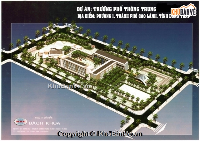 Hồ sơ thiết kế trường,THPT bán công Đồng Tháp,Hồ sơ thiết kế,kiến trúc trường học,file cad thiết kế trường THPT