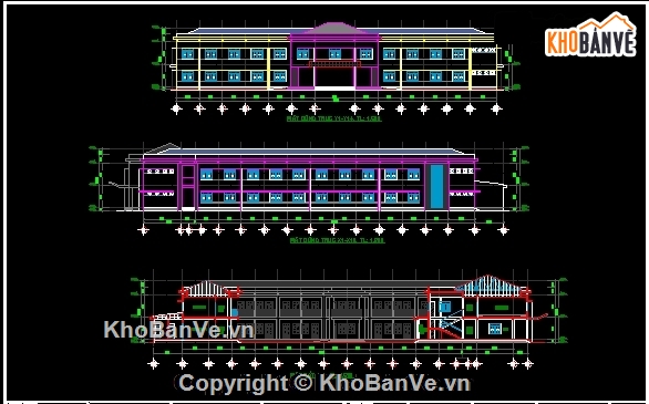 vẽ trường học,thiết kế trường tiểu học,trường tiểu học 2 tầng,bản vẽ trường tiểu học