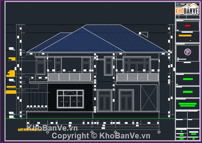 Biệt thự 2 tầng,bản vẽ biệt thự 2 tầng,Biệt thự mái thái 2 tầng