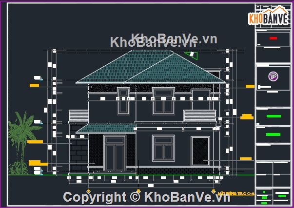 2 tầng mái thái,Bản vẽ mái thái 2 tầng đẹp,Bản vẽ mái thái 2 tầng 10x12