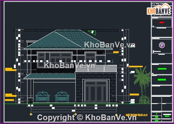 2 tầng mái thái,Bản vẽ mái thái 2 tầng đẹp,Bản vẽ mái thái 2 tầng 10x12