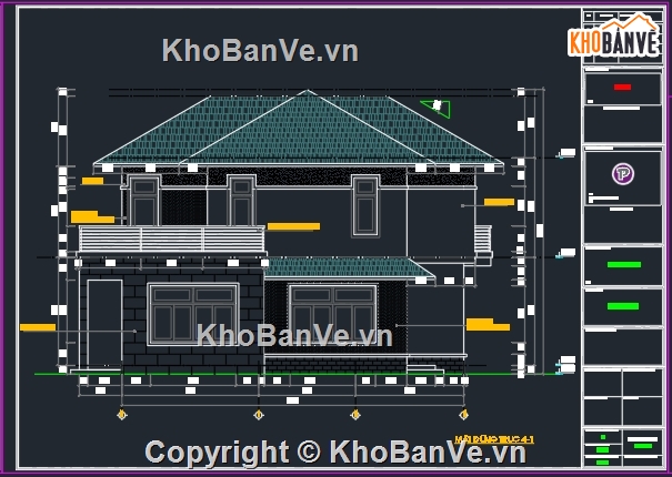 2 tầng mái thái,Bản vẽ mái thái 2 tầng đẹp,Bản vẽ mái thái 2 tầng 10x12