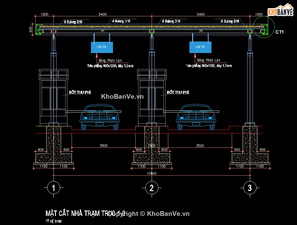 Bản vẽ trạm thu phí,trạm thu phí sân bay,giá long môn