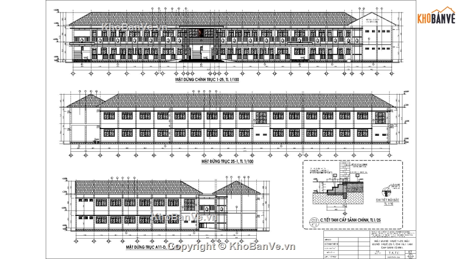 bản vẽ trường tiểu học,dự án trường tiểu học,Bản vẽ trường tiểu học Phú Thành A2