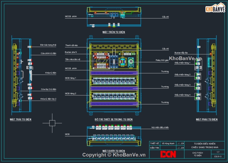 tủ điện,Tủ điện chiếu sáng,File cad tủ điện 3 pha,Bản vẽ tủ điện thi công,Bản vẽ tủ điện solar