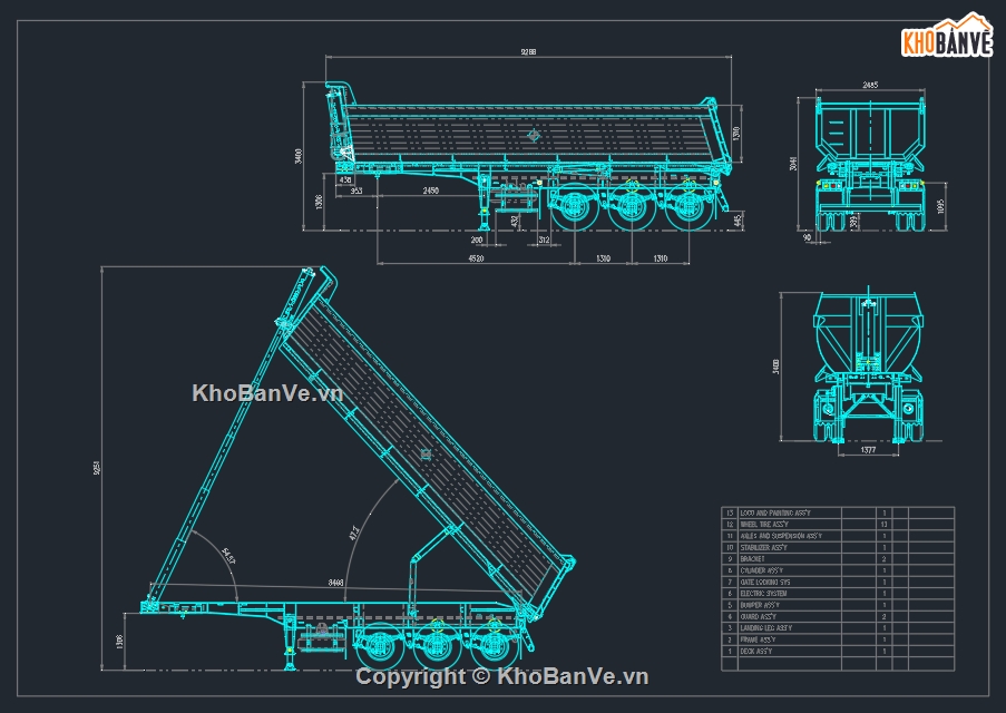 Sơ mi rơ mooc,Sơ mi rơ mooc ben,Sơ mi rơ mooc 3 trục,Semi-trailer,Semi-trailer axle configuration (2-axle,3-axle)