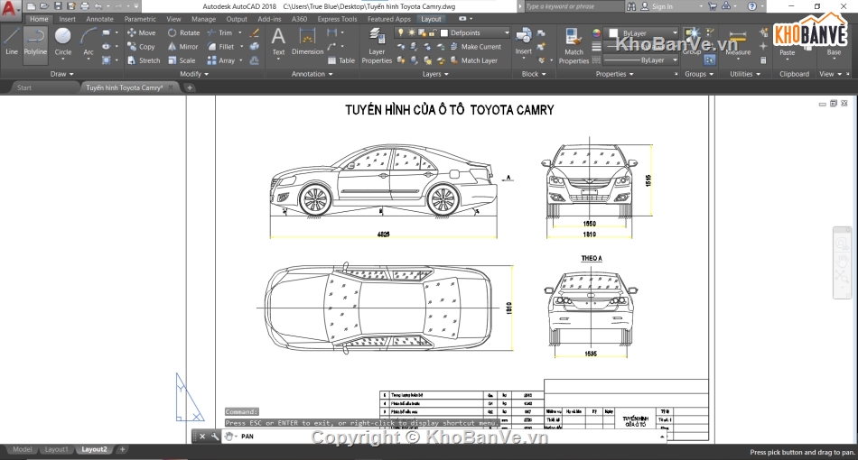 Tuyến hình Toyota Camry,cad xe,bản vẽ xe