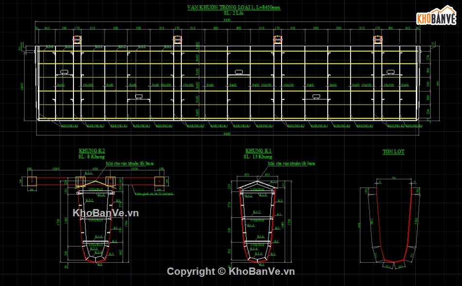 Bản vẽ,Bản vẽ dầm super T,bản vẽ ván khuôn dầm