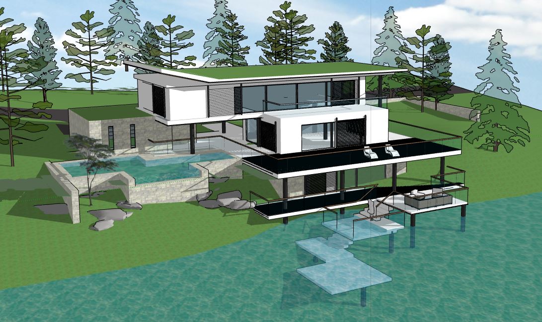 villa 3 tầng,sketchup villa 3 tầng,model su villa 3 tầng