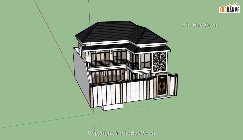 biệt thự 2 tầng,phối cảnh biệt thự 2 tầng,file sketchup biệt thự 2 tầng,thiết kế biệt thự 2 tầng,mẫu sketchup biệt thự 2 tầng