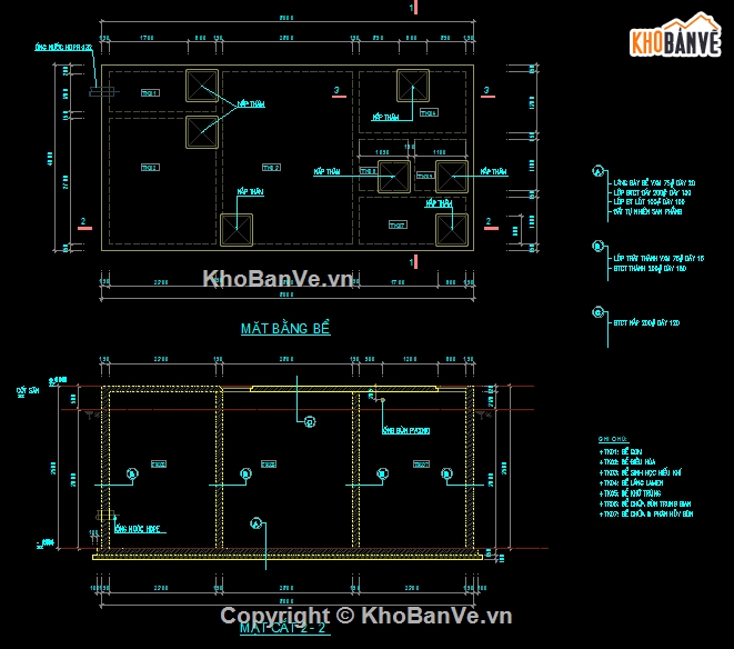 bể xử lý nước thải,bể nước thải,bể xử lý nước thải kt 8x4m,Autocad bể xử lý nước thải,cad xử lý nước thải