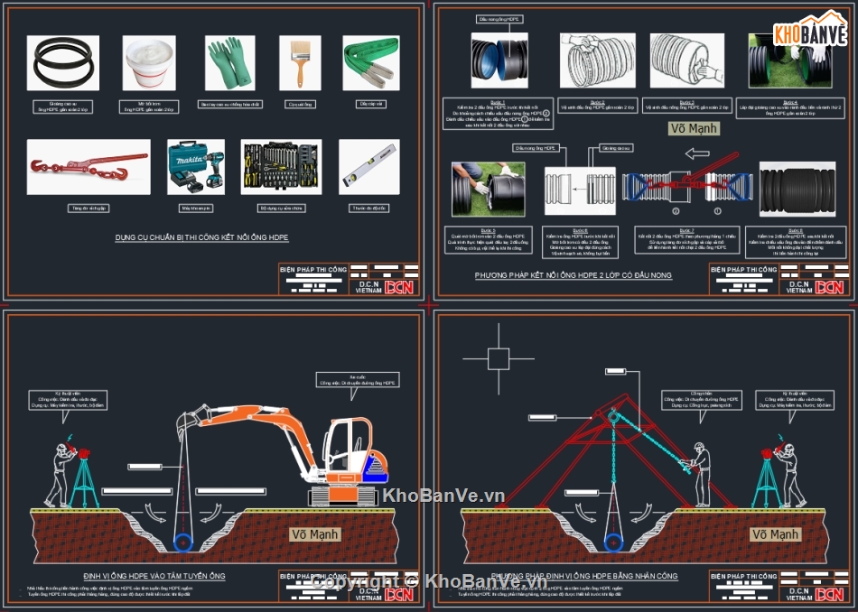 Biện pháp thi công ống nhựa hdpe gân xoắn,Biện pháp thi công đường ống nước HDPE,Biện pháp thi công lắp đặt kim thu sét,Biện pháp thi công điện chiếu sáng đèn đường,Biện pháp thi công công