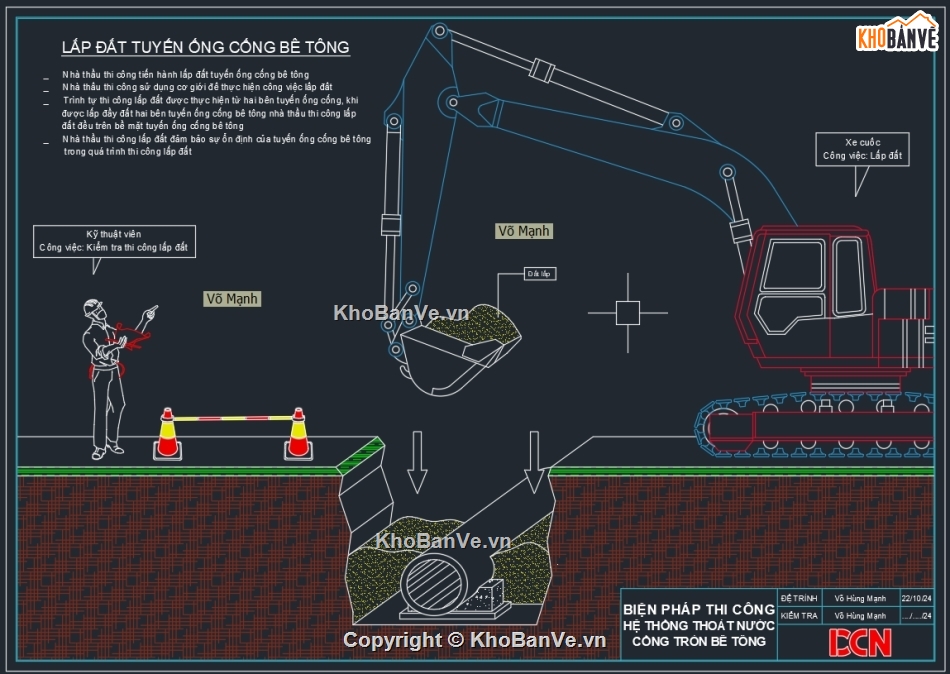 Biện pháp thi công cáp ngầm trung thế,Biện pháp thi công cống thoát nước HDPE,Biện pháp thi công đường ống nước HDPE,Biện pháp thi công cống tròn,Biện pháp thi công đường giao thông,Bản vẽ DCN