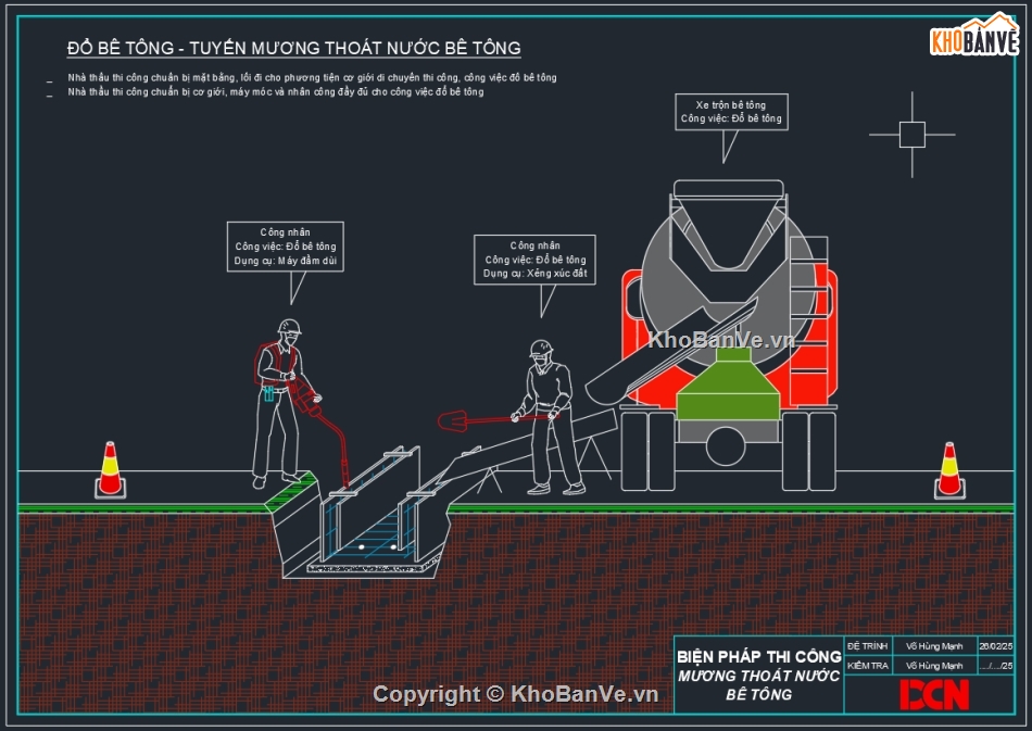 Biện pháp thi công cáp ngầm hạ thế,Biện pháp thi công hào kỹ thuật bê tông,thi công cống hộp bê tông
