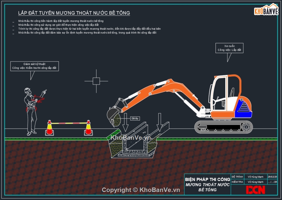 Biện pháp thi công cáp ngầm hạ thế,Biện pháp thi công hào kỹ thuật bê tông,thi công cống hộp bê tông