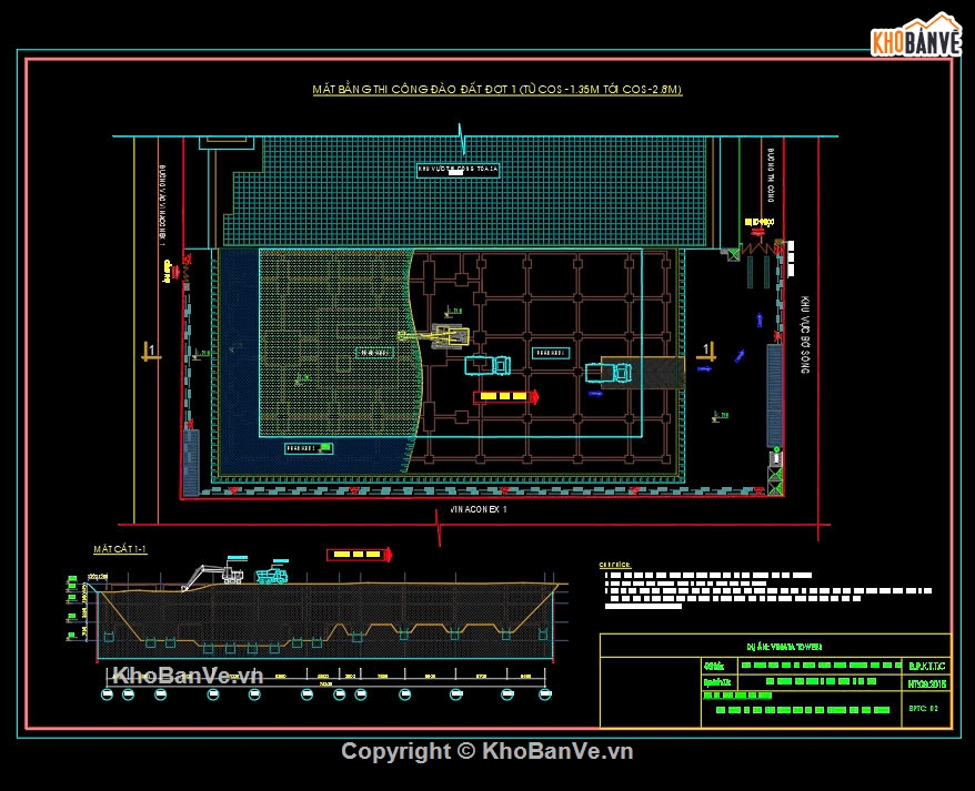 Biện pháp thi công phần ngầm,Biện pháp thi công móng hầm chung cư,Bản vẽ biện pháp thi công