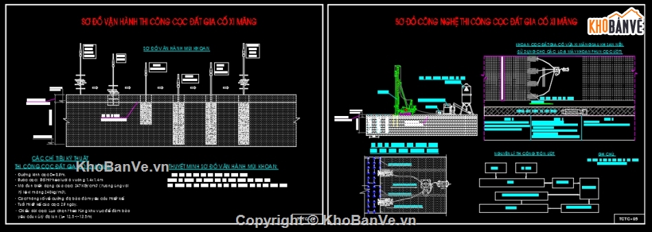 biện pháp xử lý nền đất yếu,bản vẽ xử lý nền đất yếu,xử lý nền bằng cọc đất GCXM,xử lý nền bằng bấc thấm