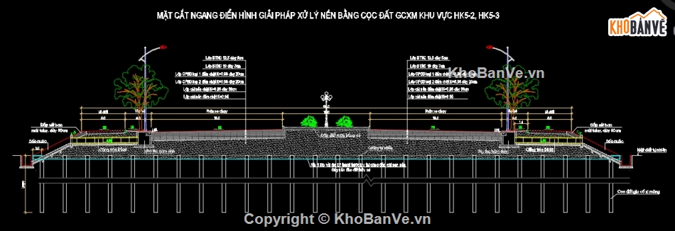 biện pháp xử lý nền đất yếu,bản vẽ xử lý nền đất yếu,xử lý nền bằng cọc đất GCXM,xử lý nền bằng bấc thấm
