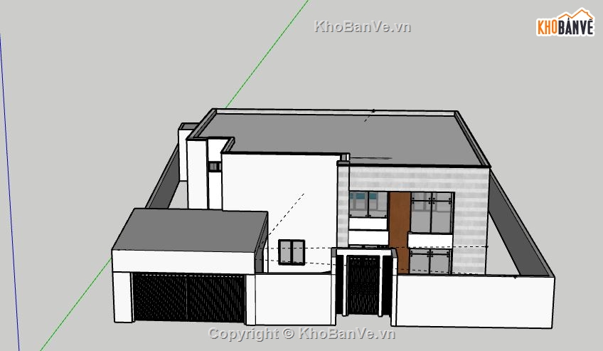 Biệt thự 1 tầng,model su biệt thự 1 tầng,sketchup biệt thự 1 tầng