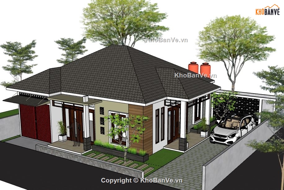 Biệt thự 1 tầng,model su biệt thự 1 tầng,biệt thự 1 tầng sketchup,sketchup biệt thự 1 tầng,biệt thự 1 tầng file su