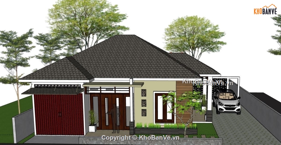 Biệt thự 1 tầng,model su biệt thự 1 tầng,biệt thự 1 tầng sketchup,sketchup biệt thự 1 tầng,biệt thự 1 tầng file su