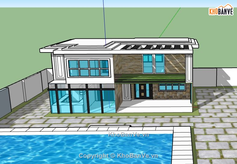 thiết kế biệt thự,file su biệt thự,sketchup biệt thự