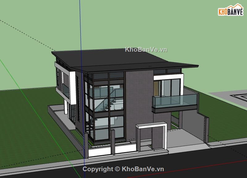 Biệt thự 2 tầng,model su biệt thự 2 tầng,file sketchup biệt thự 2 tầng