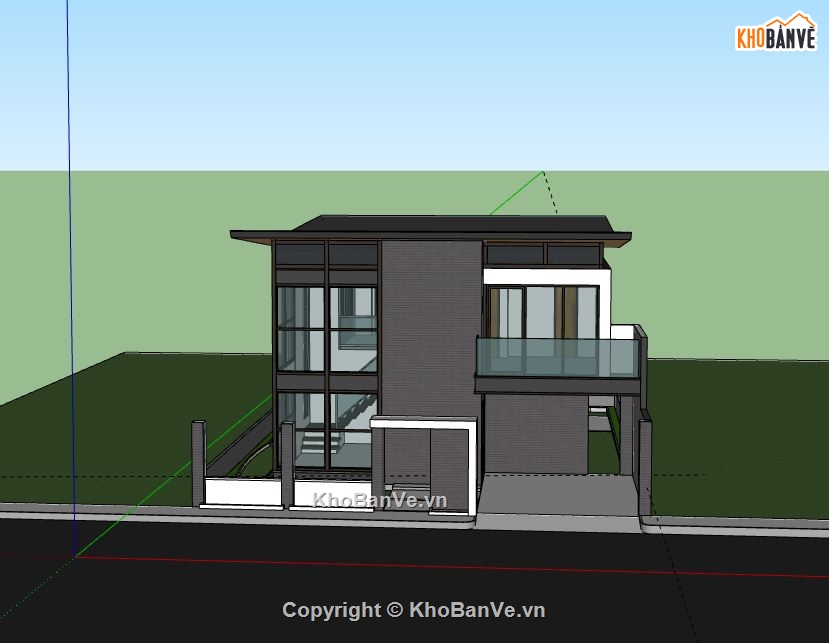 Biệt thự 2 tầng,model su biệt thự 2 tầng,file sketchup biệt thự 2 tầng