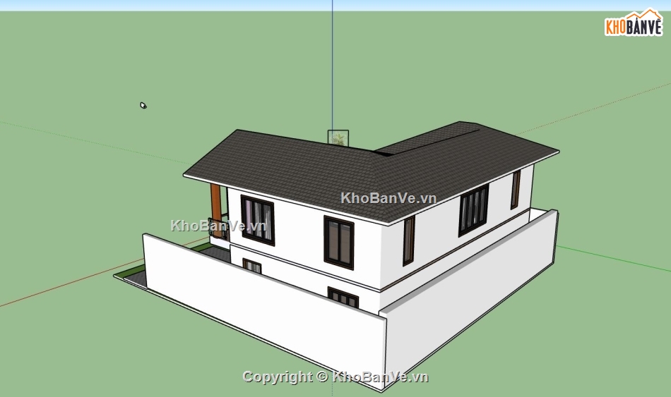 biệt thự 2 tầng,biệt thự sketchup,biệt thự mái nhật,phối cảnh biệt thự