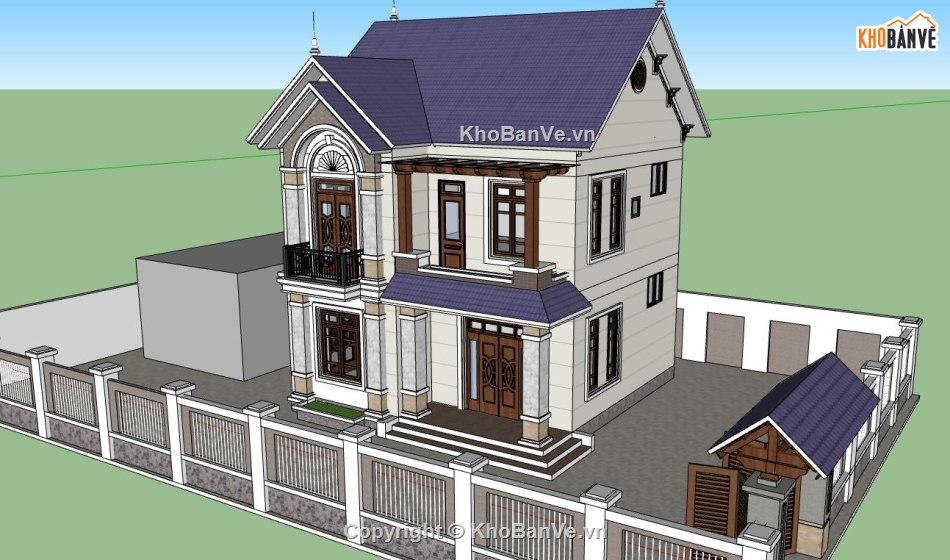 su biệt thự 2 tầng,model su biệt thự,sketchup biệt thự