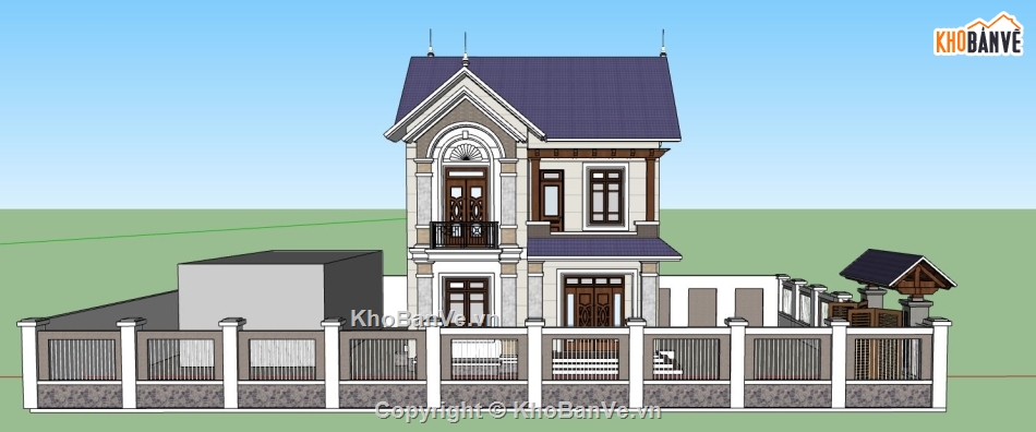 su biệt thự 2 tầng,model su biệt thự,sketchup biệt thự