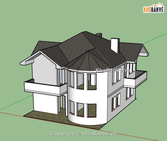 Biệt thự 2 tầng,model su biệt thự 2 tầng,biệt thự 2 tầng sketchup,file sketchup biệt thự 2 tầng