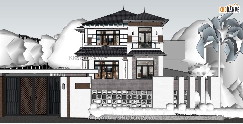 sketchup biệt thự,biệt thự sketchup,file su biệt thự