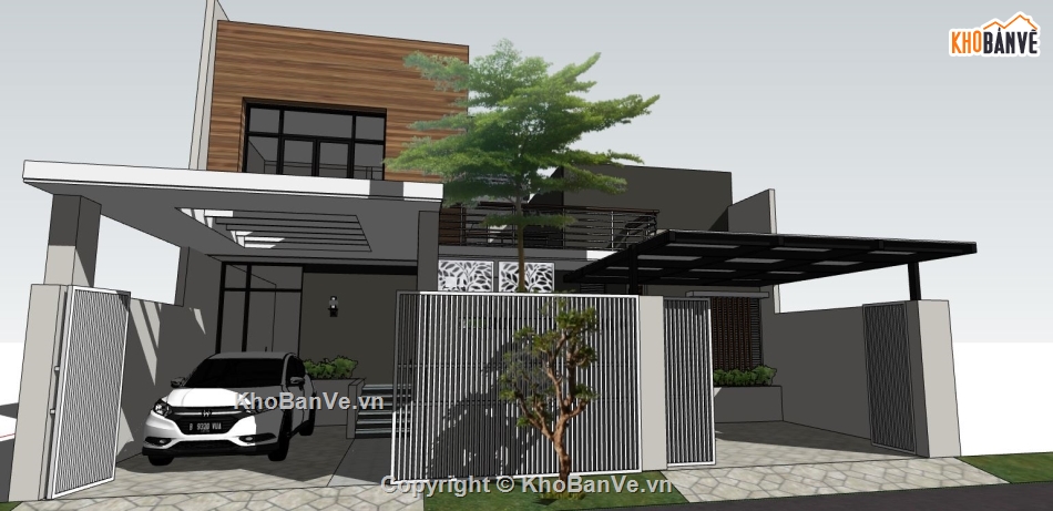 su biệt thự,model su biệt thự 2 tầng,sketchup biệt thự