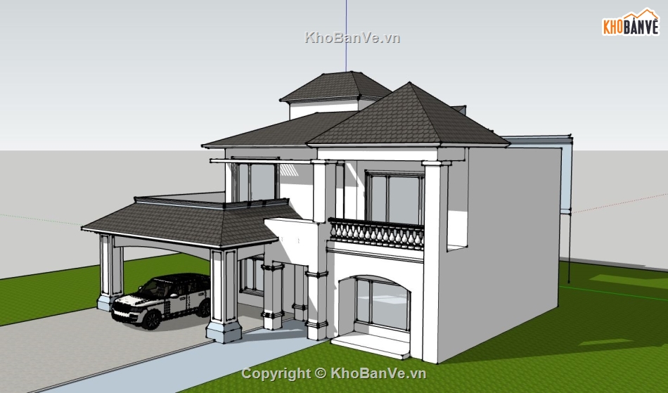 biệt thự 2 tầng,skethcup biệt thự 2 tầng,phối cảnh biệt thự 2 tầng,thiết kế biệt thự 2 tầng đẹp