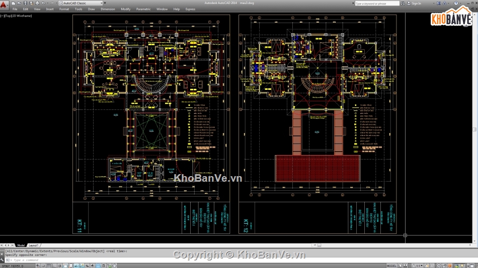Biệt thự,File cad biệt thự 2 tầng,cad biệt thự 2 tầng