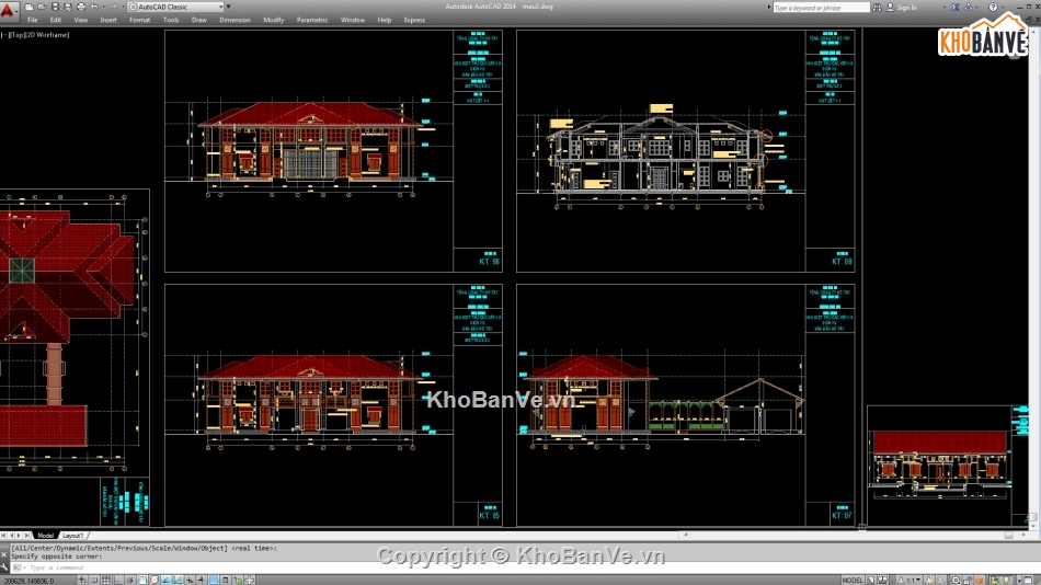 Biệt thự,File cad biệt thự 2 tầng,cad biệt thự 2 tầng