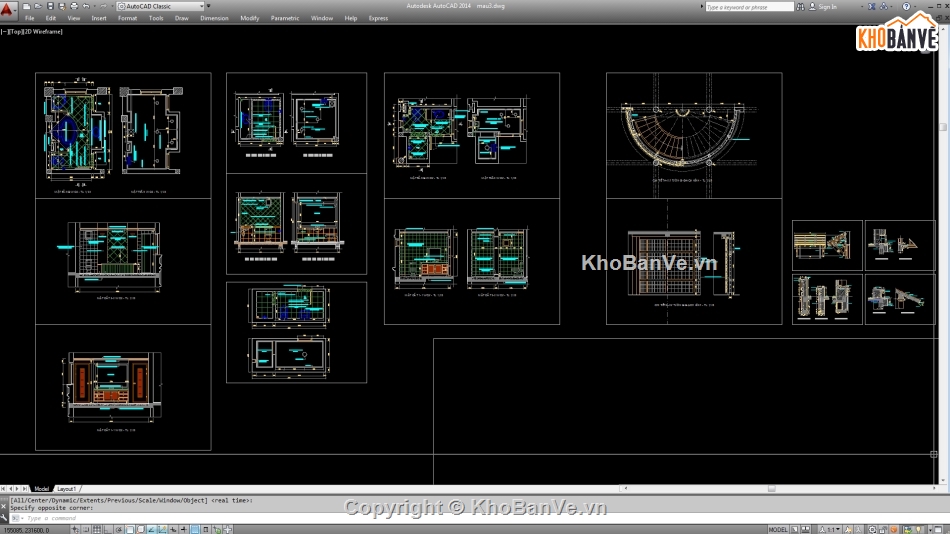 Biệt thự,File cad biệt thự 2 tầng,cad biệt thự 2 tầng