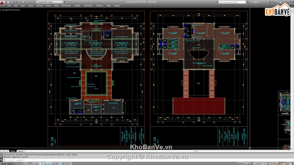 Biệt thự,File cad biệt thự 2 tầng,cad biệt thự 2 tầng