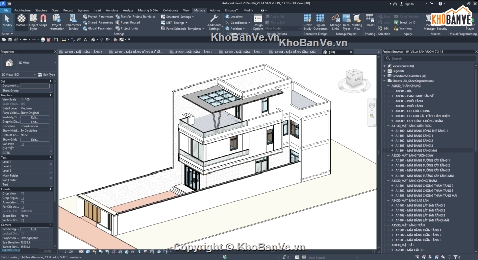 Biệt thự 2 tầng,bản vẽ thi công,Villa 7x18,Villa Hiện Đại,kiến trúc biệt thự