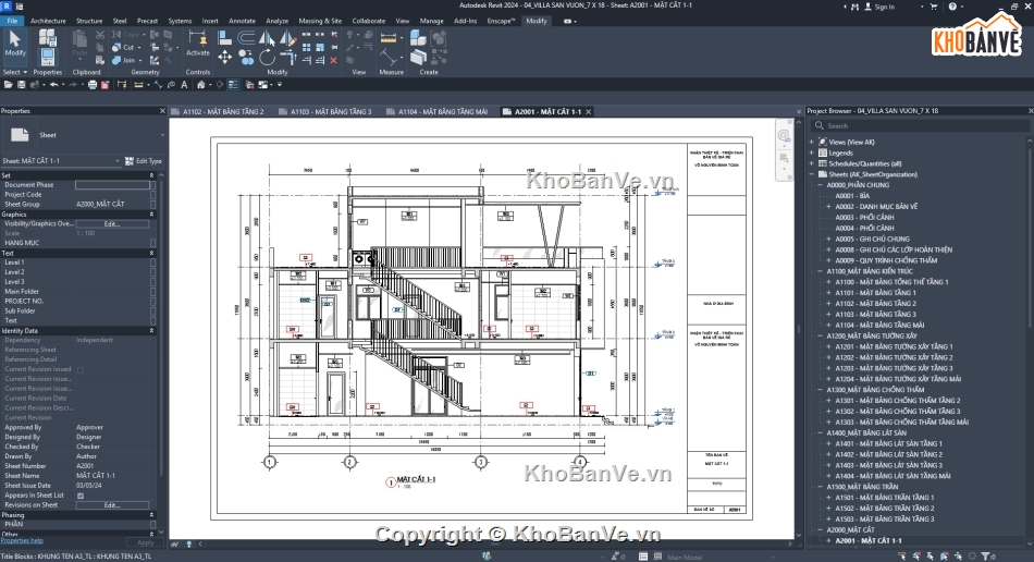 Biệt thự 2 tầng,bản vẽ thi công,Villa 7x18,Villa Hiện Đại,kiến trúc biệt thự