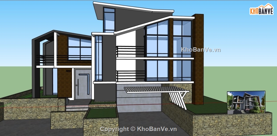 file su biệt thự,sketchup biệt thự,biệt thự 2 tầng sketchup