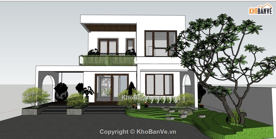 biệt thự 2 tầng,sketchup biệt thự,biệt thự sketchup