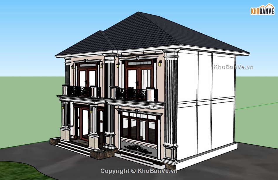 biệt thự sketchup,file su biệt thự,sketchup biệt thự