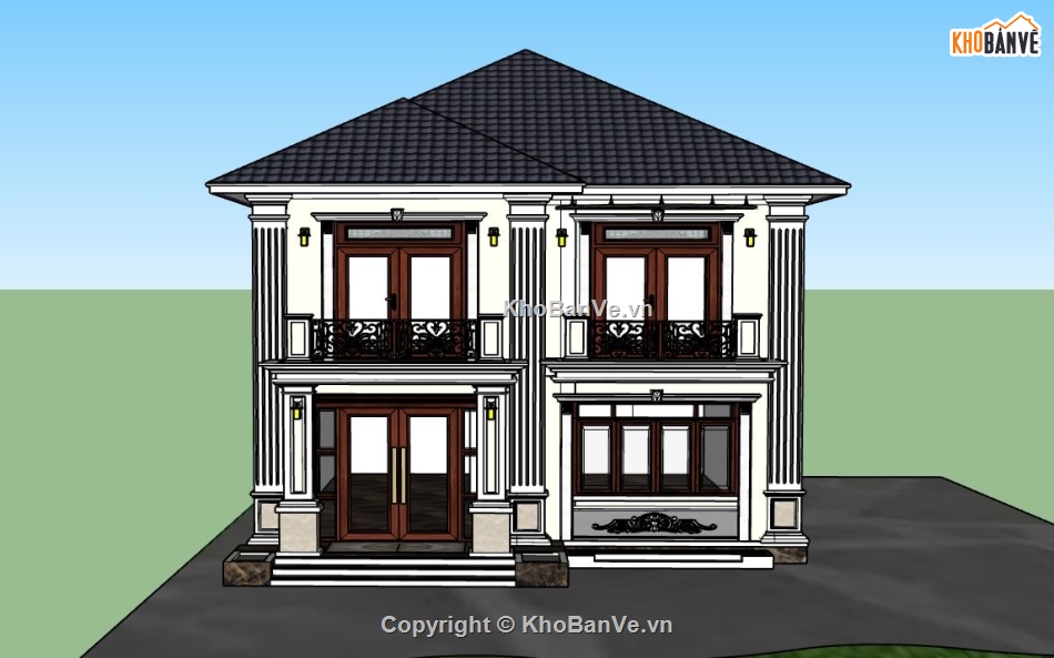 biệt thự sketchup,file su biệt thự,sketchup biệt thự