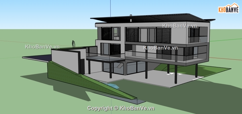 biệt thự hiện đại file su,dựng sketchup biệt thự,3d su nhà biệt thự