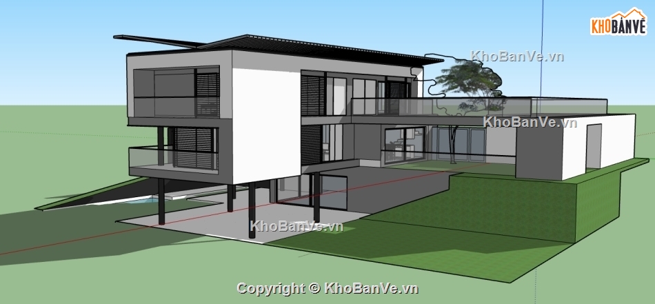 biệt thự hiện đại file su,dựng sketchup biệt thự,3d su nhà biệt thự